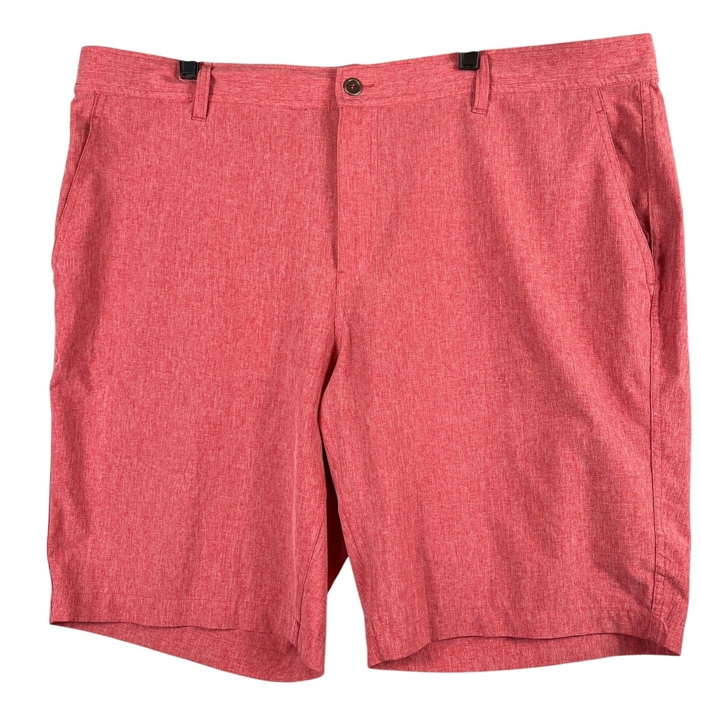 CoolKeep Mens 42 Golf Shorts Coral Pink Stretch Performance Flat Front Athletic